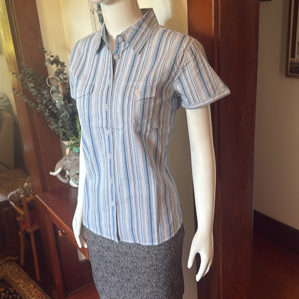 NWT northern reflections size s,  cotton Classic Blue Striped Button Down Shirt